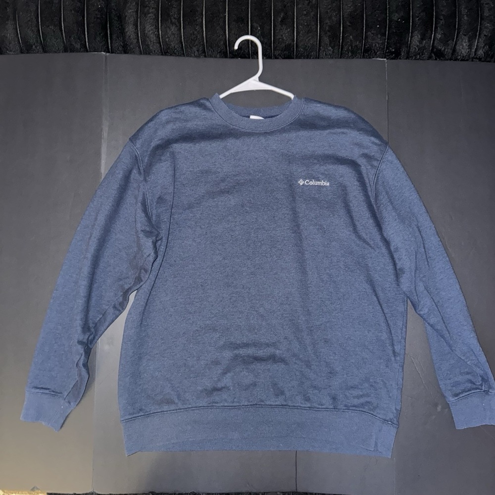 Men's XL Columbia Blue Fleece Pullover Sweatshirt Crew Neck Logo Long Sleeve